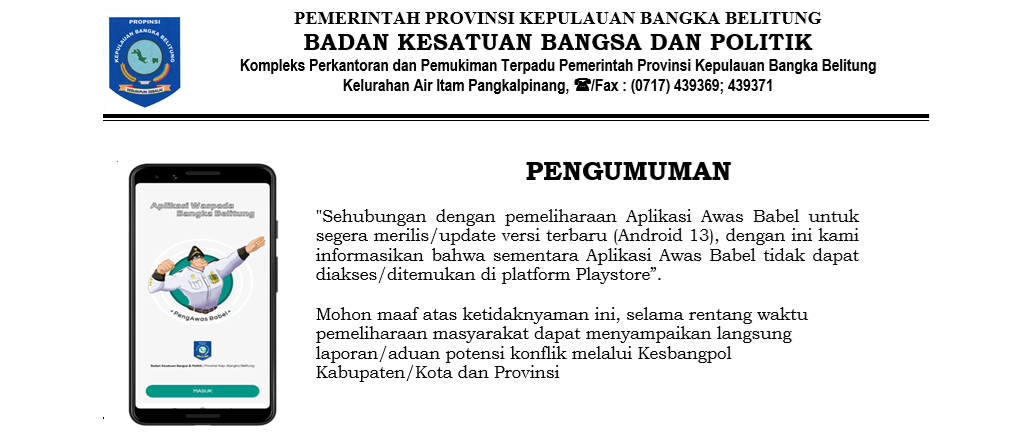 Pengumuman Aplikasi Awas Babel